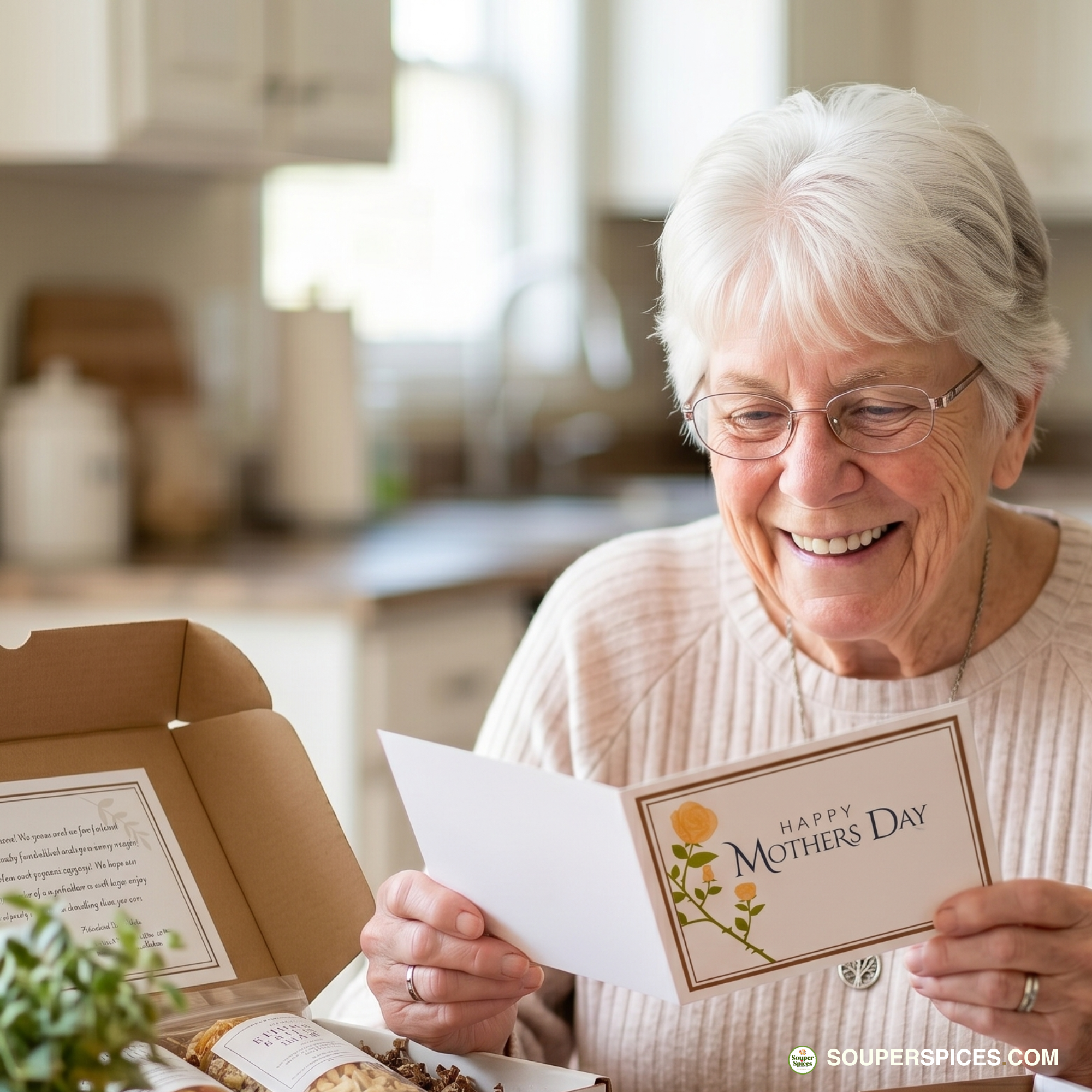 A beautifully wrapped Gourmet Mother's Day Gift Box from Souper Spices
