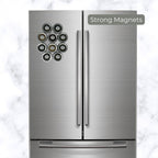 magnetic spice jars on a fridge