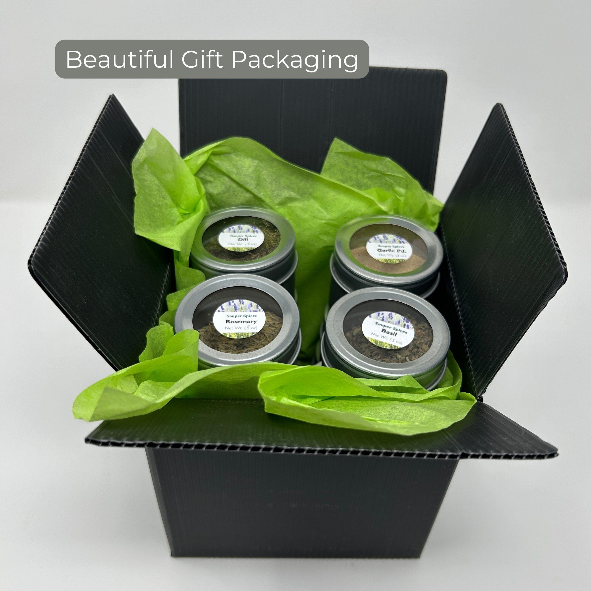 magnetic spice jars in the gift packaging