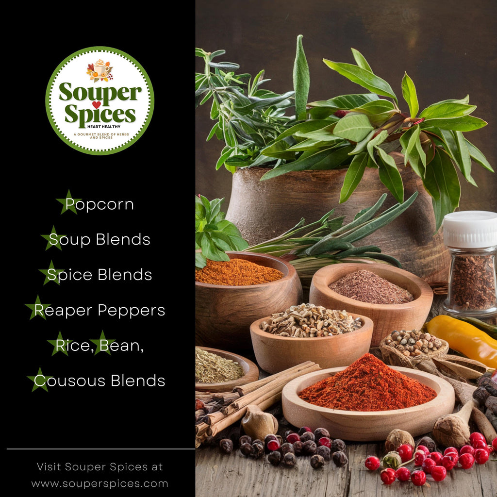 a table topped with lots of different types of spices