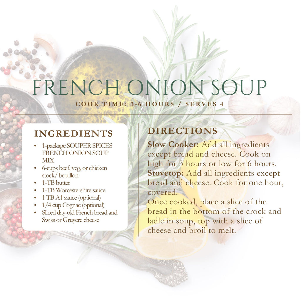 Homemade French Onion Soup Mix, Easy Low Sodium Gluten Free Comfort Food, Healthy Weeknight Dinner, Quick Prep Gift for Soup Lovers, GF