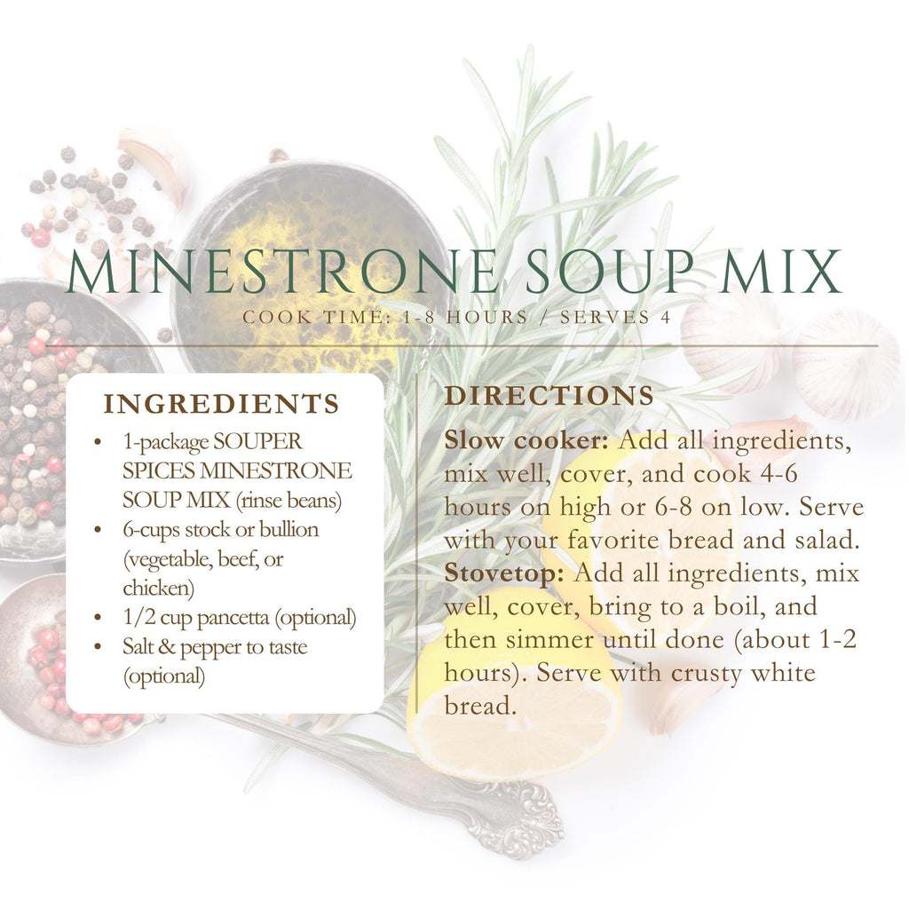 Homemade Minestrone Soup Mix, Healthy Easy Crockpot Stovetop Meal, Comfort Food Low Sodium Vegan Dinner, Great Gift Dry Soup Mix, Crockpot