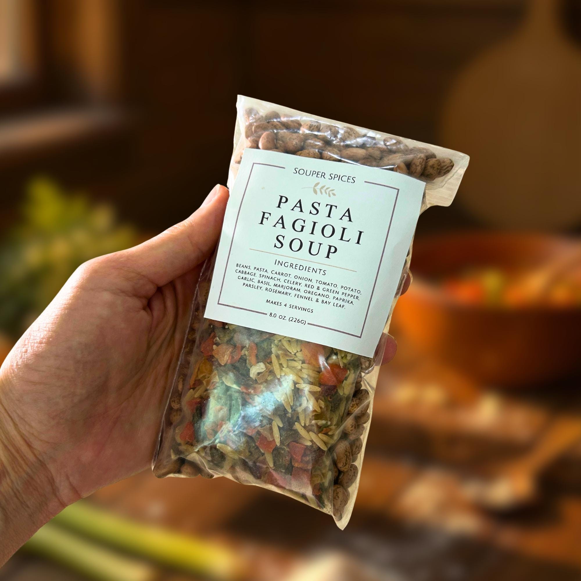 Homemade Pasta Fagioli Soup Mix, Easy Vegan Crockpot Meal, Low Sodium One-Pot Dinner, Comfort Food Gift, Slow Cooker Dinner, Gift for GF