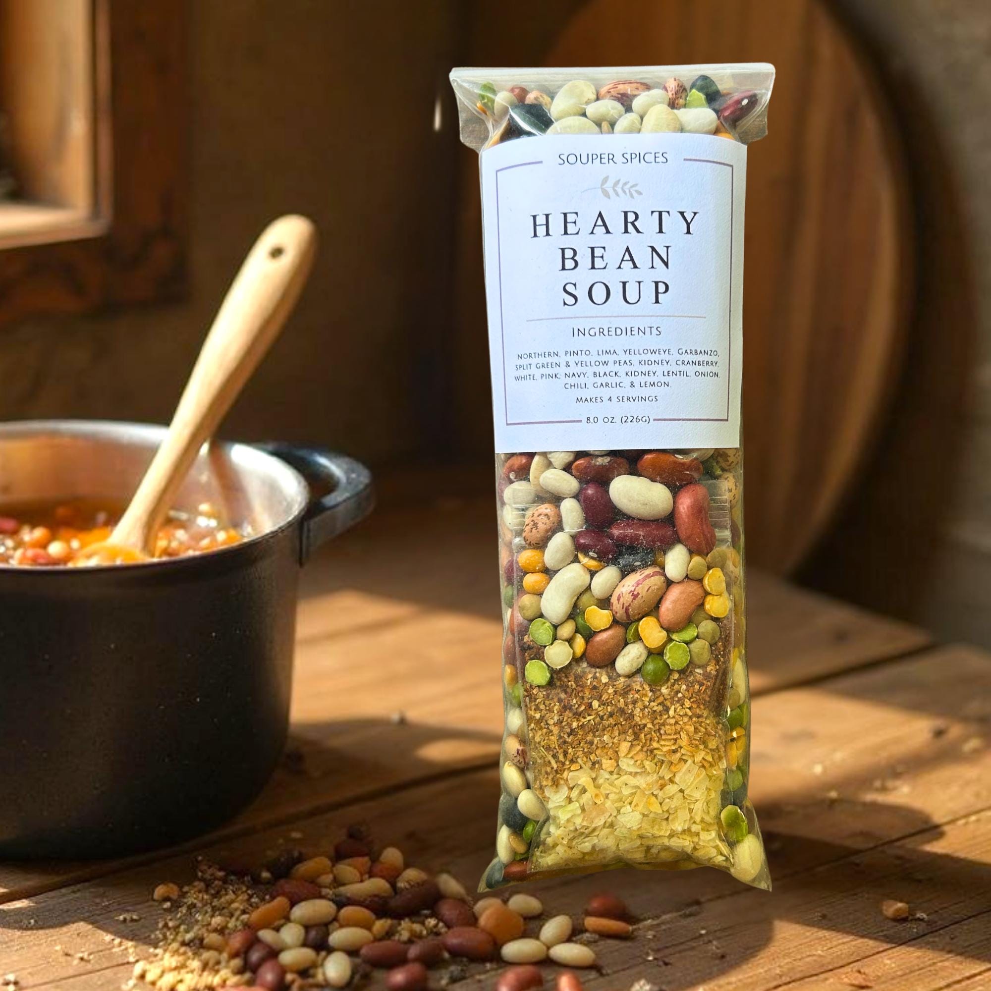 Hearty Dried Beans Soup Mix, Easy Homemade Dinner, Healthy Crockpot Vegan Meal, Quick Prep for Busy Moms, Great Gift, One Pot Meal