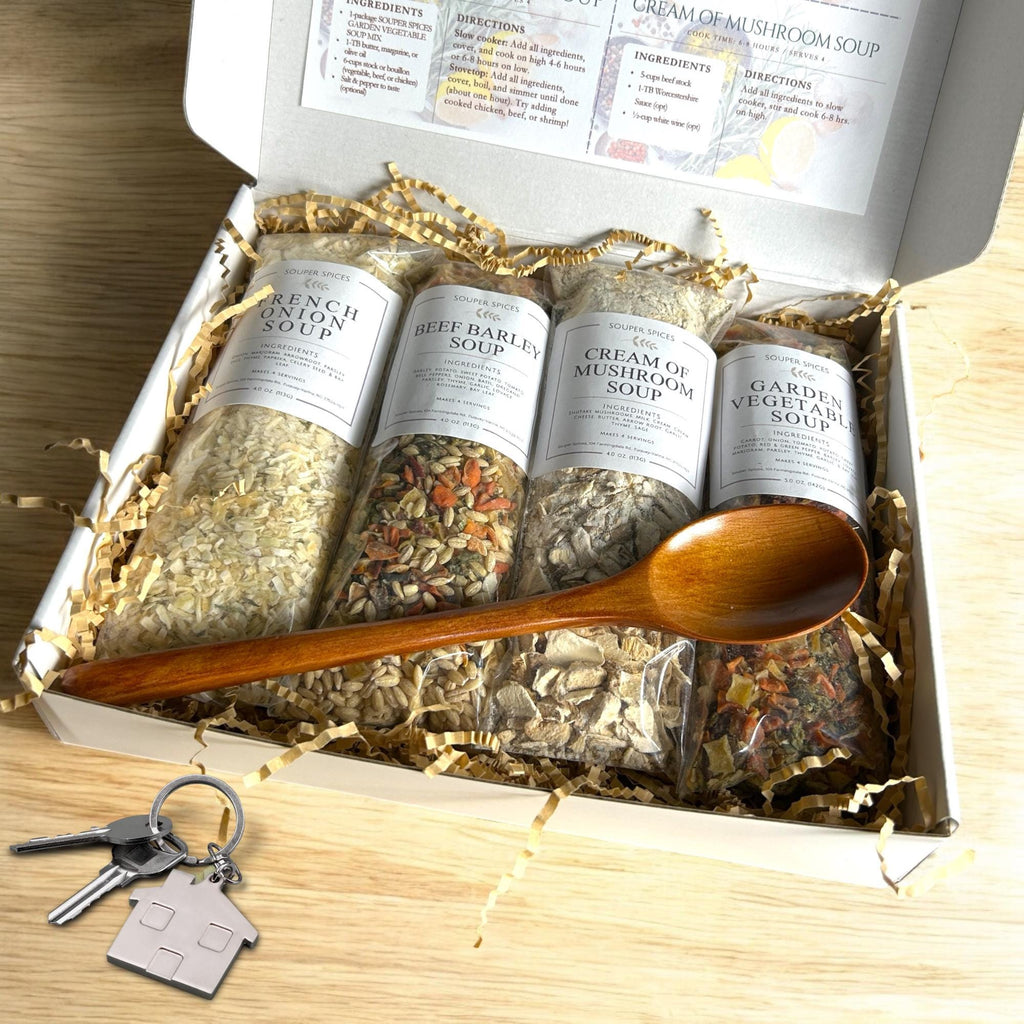 Housewarming Soup Gift Basket of 4 Mixes - 4+ Servings Each | Great Gift for New Homeowners, New Home Party, House Blessing, New House Gift