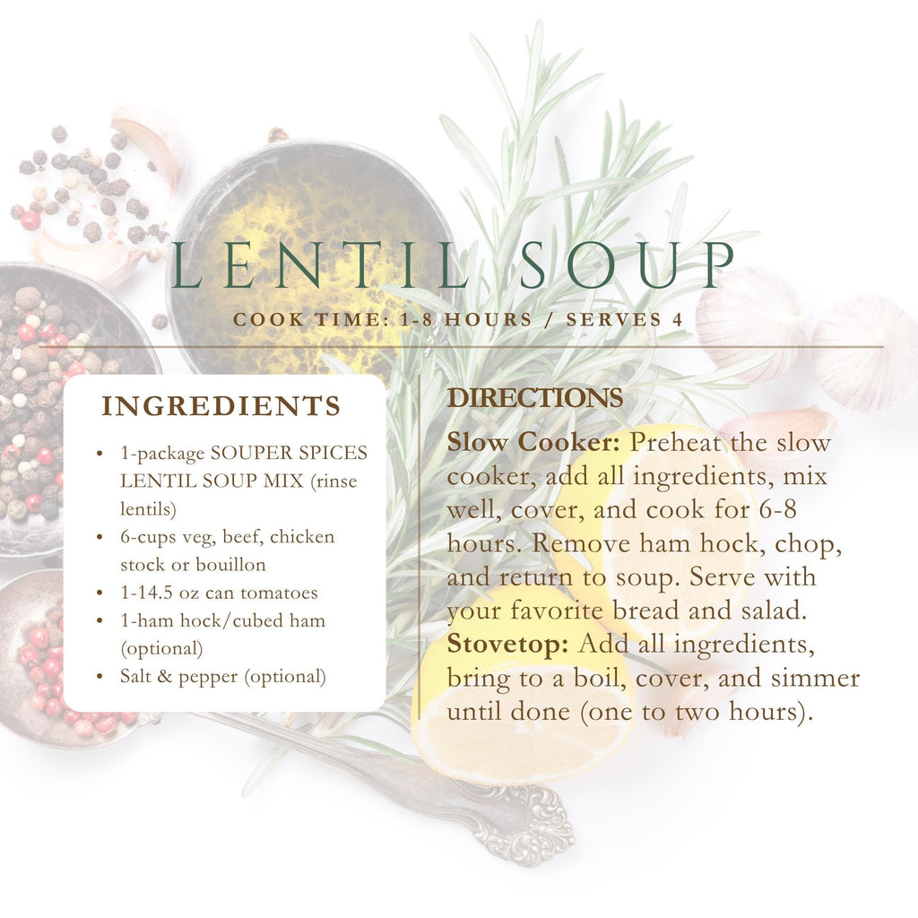 Homemade Lentil Soup Mix, Delicious Nourishing Comfort Food, All Seasons Family Favorite, Great Healthy Gift, Easy Cook, Gluten Free, Vegan