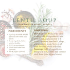 Homemade Lentil Soup Mix, Delicious Nourishing Comfort Food, All Seasons Family Favorite, Great Healthy Gift, Easy Cook, Gluten Free, Vegan