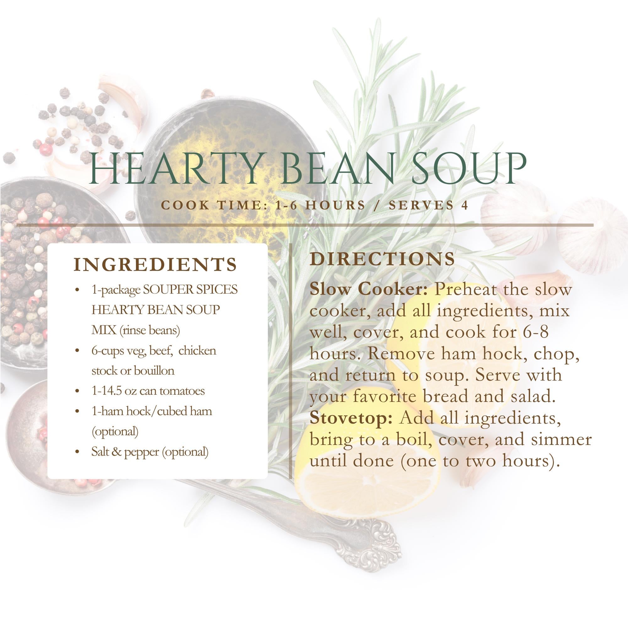 Hearty Dried Beans Soup Mix, Easy Homemade Dinner, Healthy Crockpot Vegan Meal, Quick Prep for Busy Moms, Great Gift, One Pot Meal