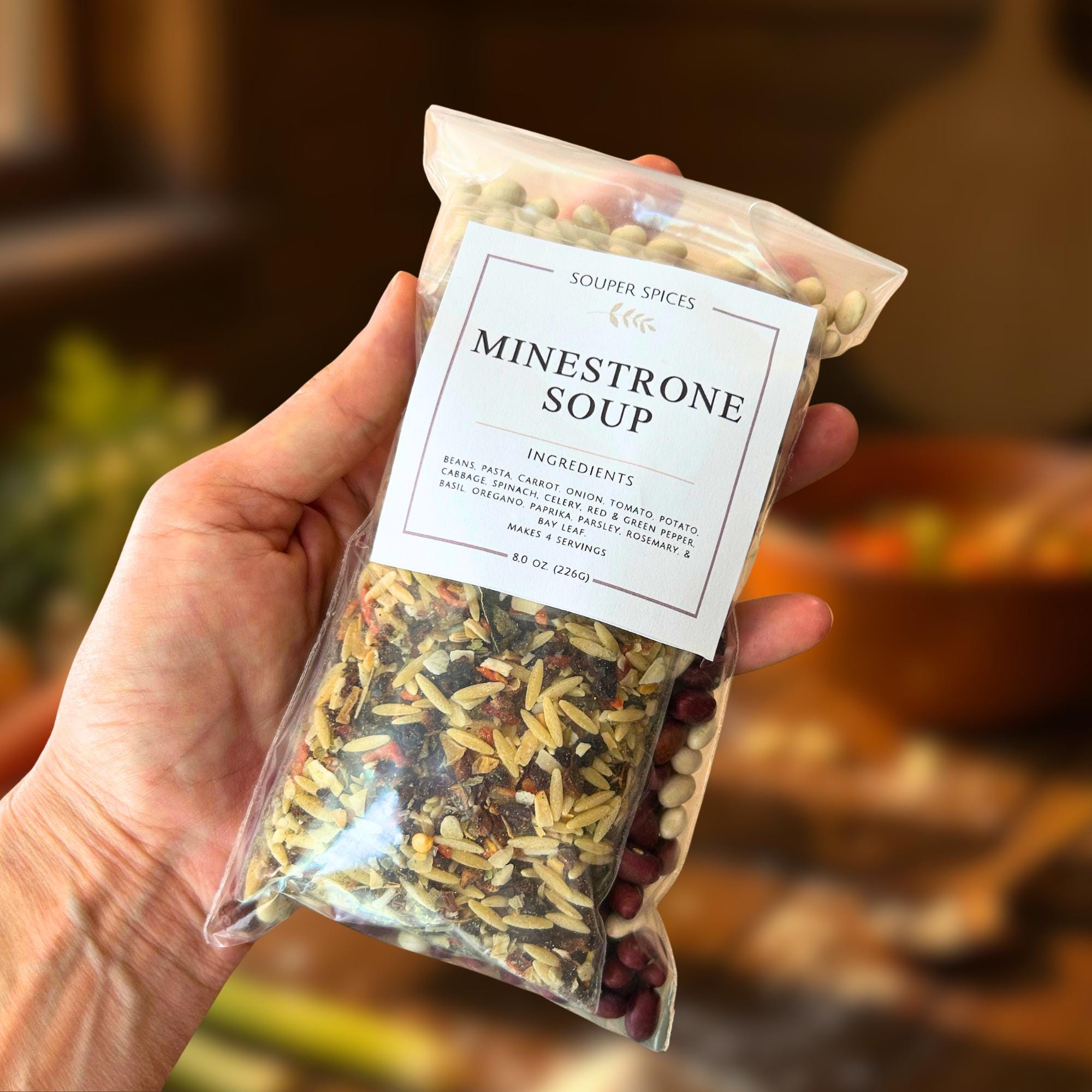 Homemade Minestrone Soup Mix, Healthy Easy Crockpot Stovetop Meal, Comfort Food Low Sodium Vegan Dinner, Great Gift Dry Soup Mix, Crockpot