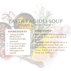 Homemade Pasta Fagioli Soup Mix, Easy Vegan Crockpot Meal, Low Sodium One-Pot Dinner, Comfort Food Gift, Slow Cooker Dinner, Gift for GF
