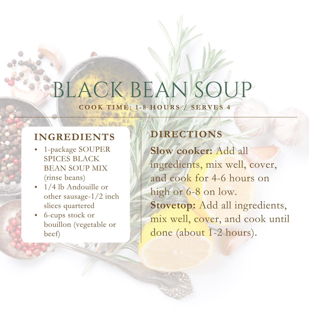 Black Bean Soup Mix, Crockpot One Pot Meal, Gluten Free Vegan Vegetarian, Easy Gourmet Healthy Dinner, Low Sodium Comfort Food, Gift for Her