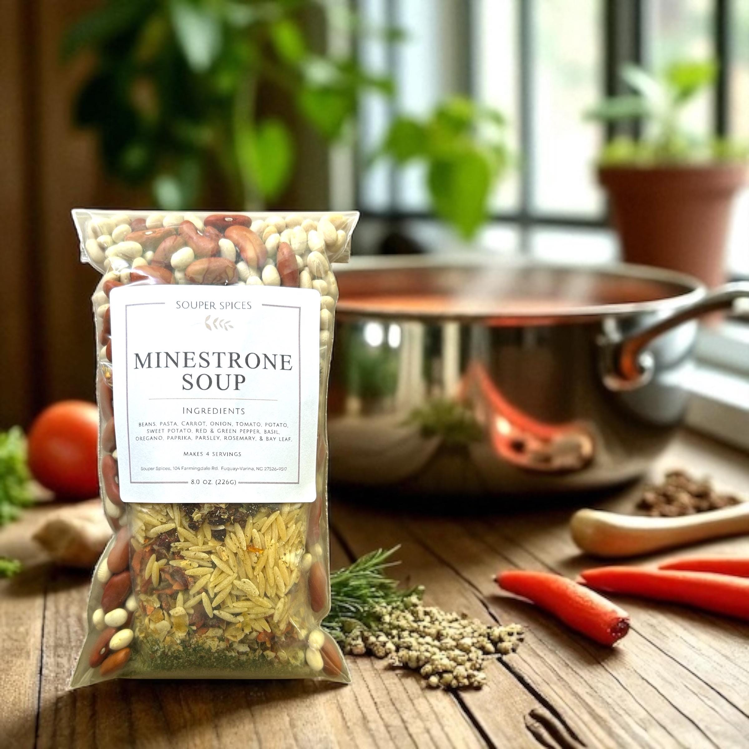 Homemade Minestrone Soup Mix, Healthy Easy Crockpot Stovetop Meal, Comfort Food Low Sodium Vegan Dinner, Great Gift Dry Soup Mix, Crockpot