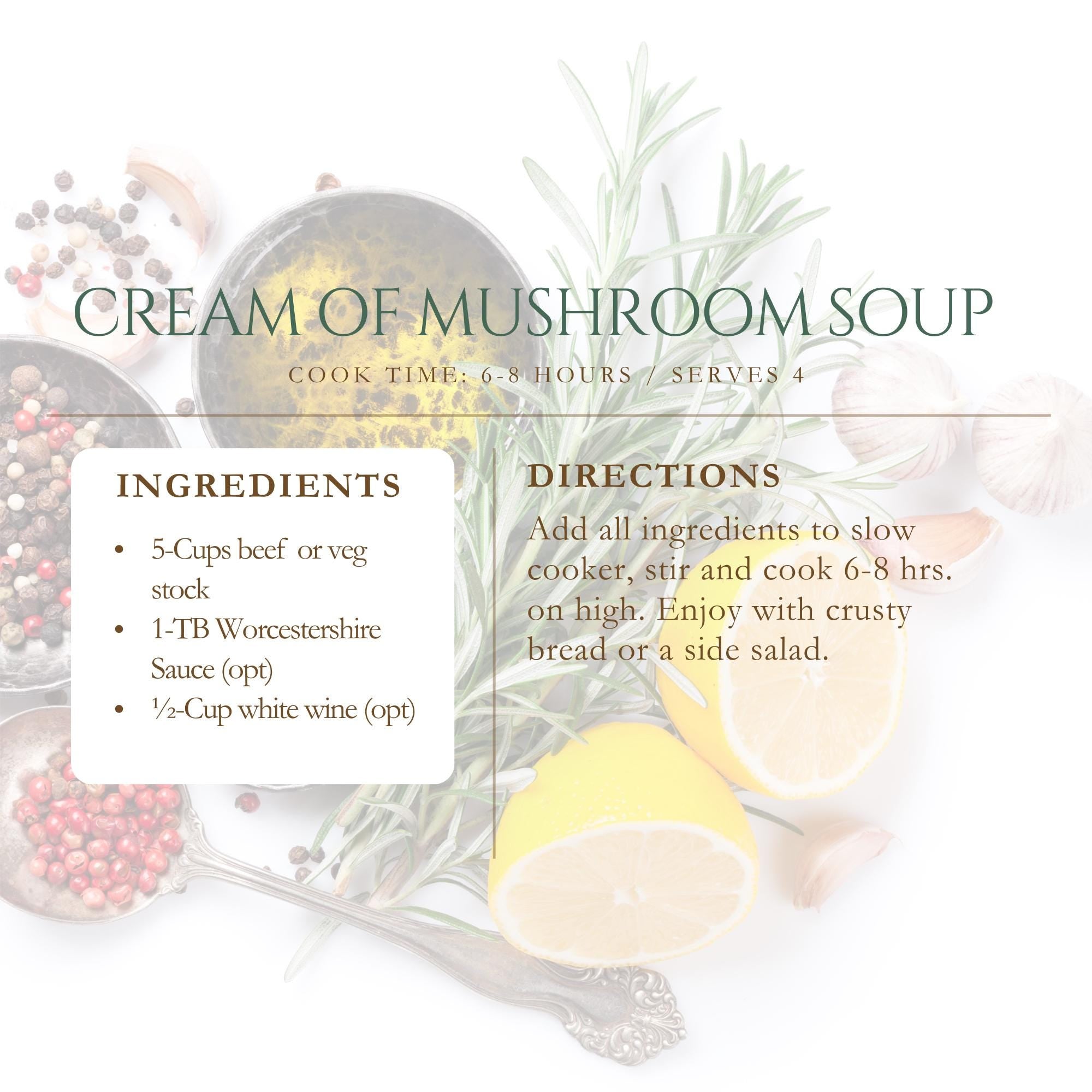 Homemade Cream Mushroom Soup Mix, Healthy Easy Family Dinner, Just Add Stock Meal Prep, Ready to Eat Comfort Food, Easy Cook, Gluten Free