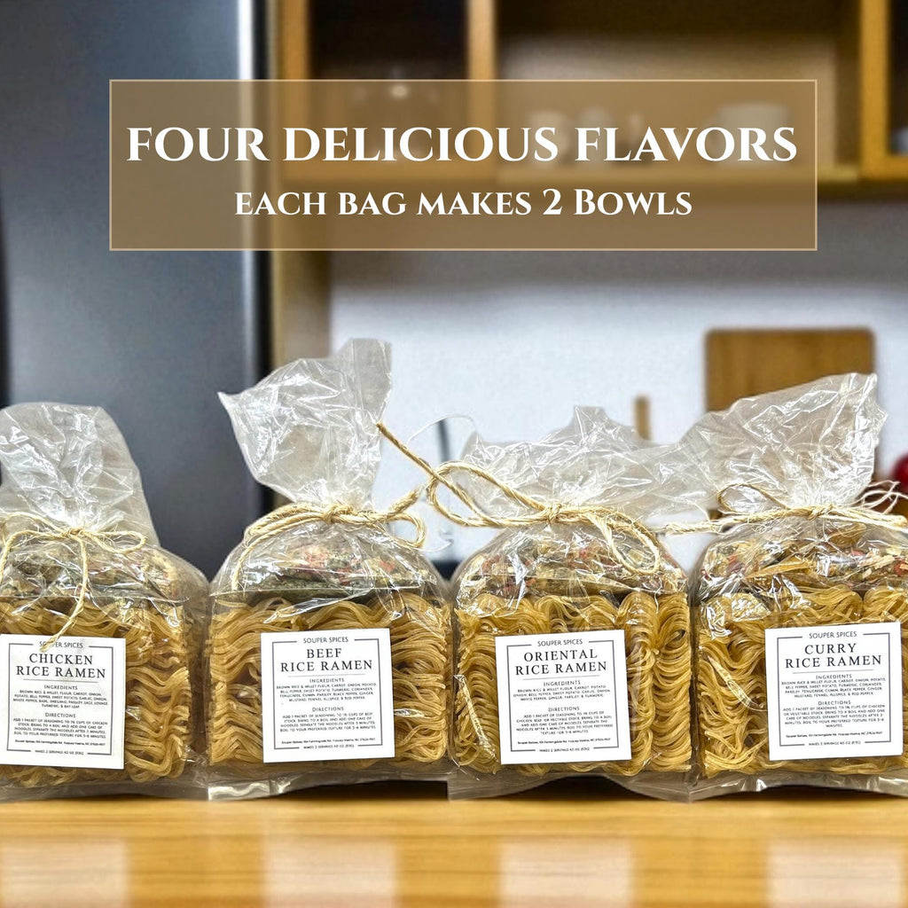 Healthy Gluten-Free Rice Ramen Gift Set, Quick Easy Noodle Meal Kit, All-Natural Gourmet Flavors, Heart Healthy Low Sodium, 8 Servings