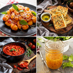 Homemade Italian Dinner Kit Gift Set, Easy Gourmet Gnocchi Pasta Sauce Focaccia & Dressing Mix, Complete Family Meal for Four, Culinary Gift