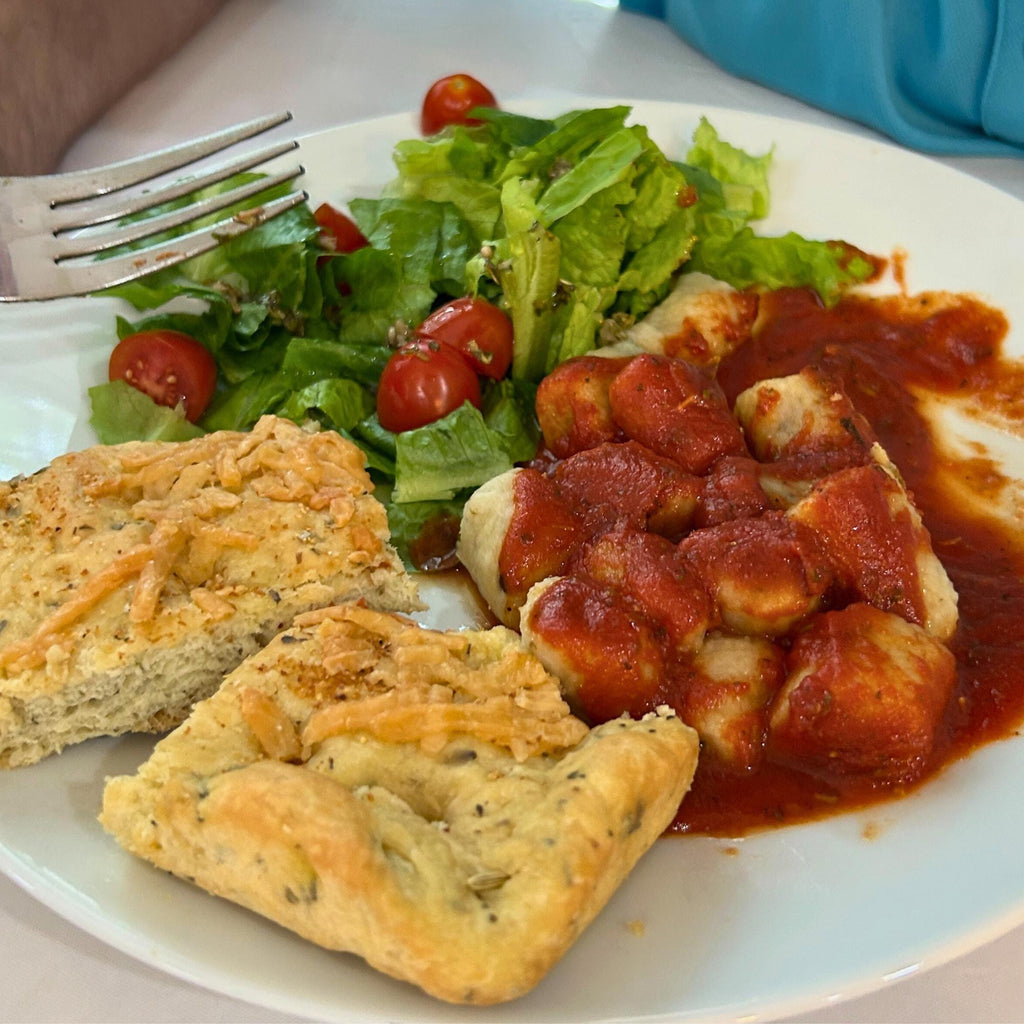 Homemade Italian Dinner Kit Gift Set, Easy Gourmet Gnocchi Pasta Sauce Focaccia & Dressing Mix, Complete Family Meal for Four, Culinary Gift