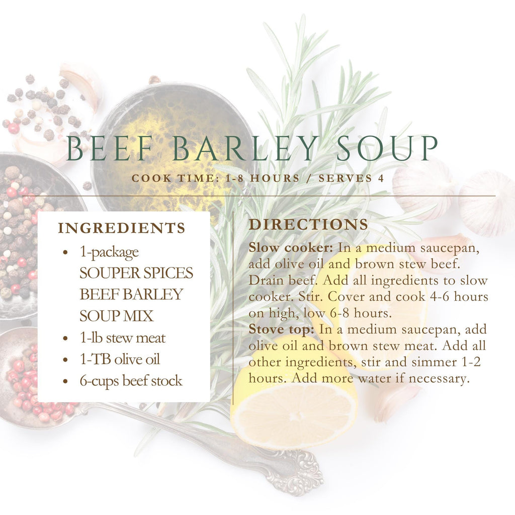 Homemade Beef & Barley Soup Mix, Healthy Family Crockpot Stovetop Meal, All Natural Comforting Easy Dinner, Quick Prep Gourmet Dry Soup Mix