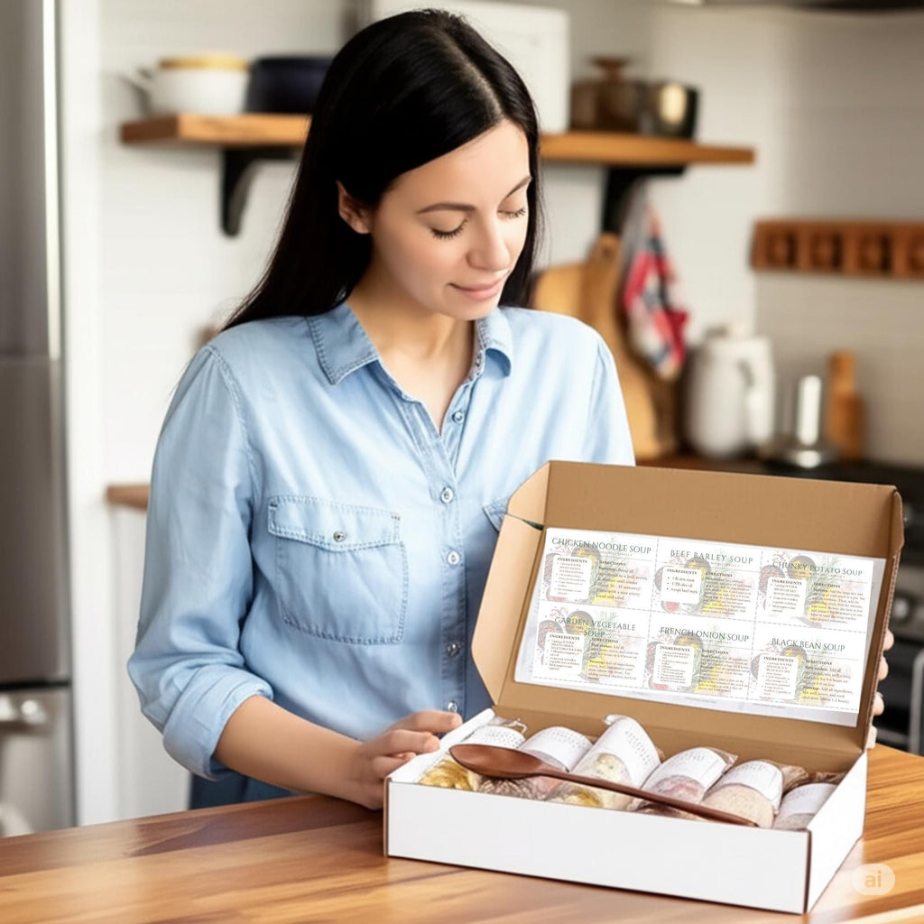 All-Natural Pantry Staple Soup Gift Set (6), Homemade Healthy Easy Meals, Low-Sodium Comfort Food Care Package, Great Gift for Busy Family