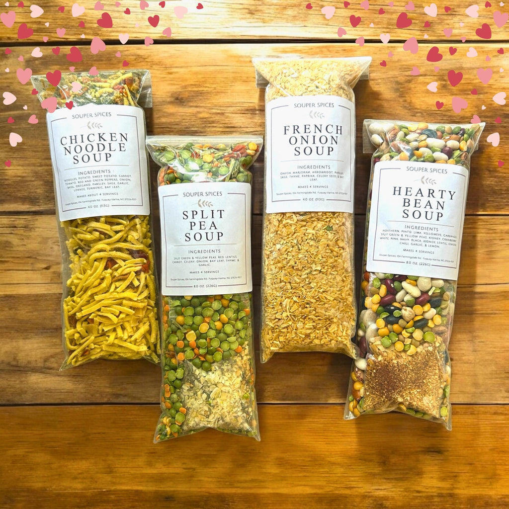 Valentine's Day Soup Gift Set, Homemade All-Natural Healthy Meal Mixes, Low-Sodium Vegan Comfort Food Care Package for Her, Present for GF