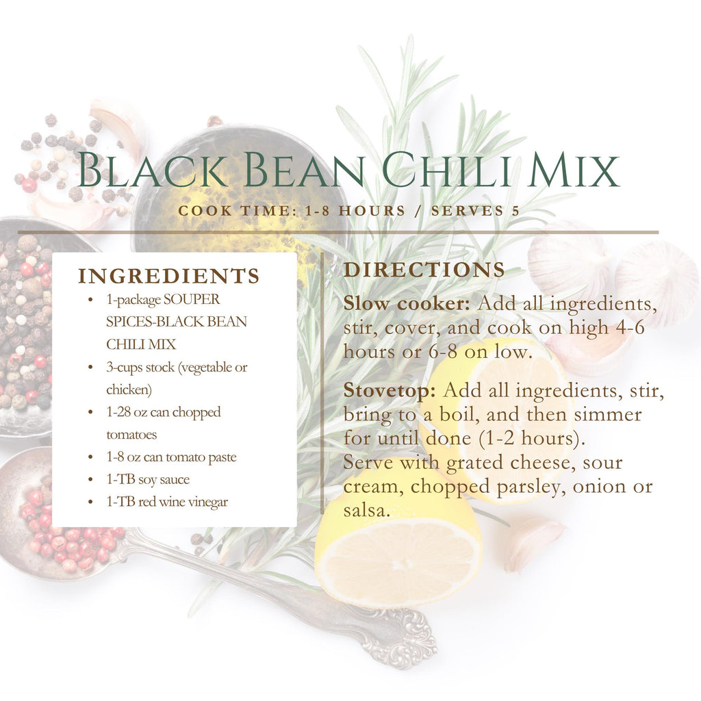 Chili Lovers Gift Set, Spicy Black Bean Chili Mix, Easy Homemade Comfort Food, Low Sodium Healthy Dinner, Crockpot One Pot Meal Gift for Him