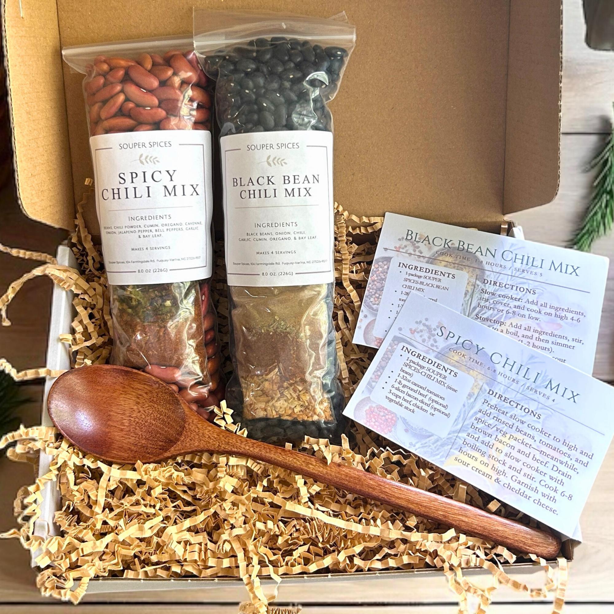 Chili Lovers Gift Set, Spicy Black Bean Chili Mix, Easy Homemade Comfort Food, Low Sodium Healthy Dinner, Crockpot One Pot Meal Gift for Him