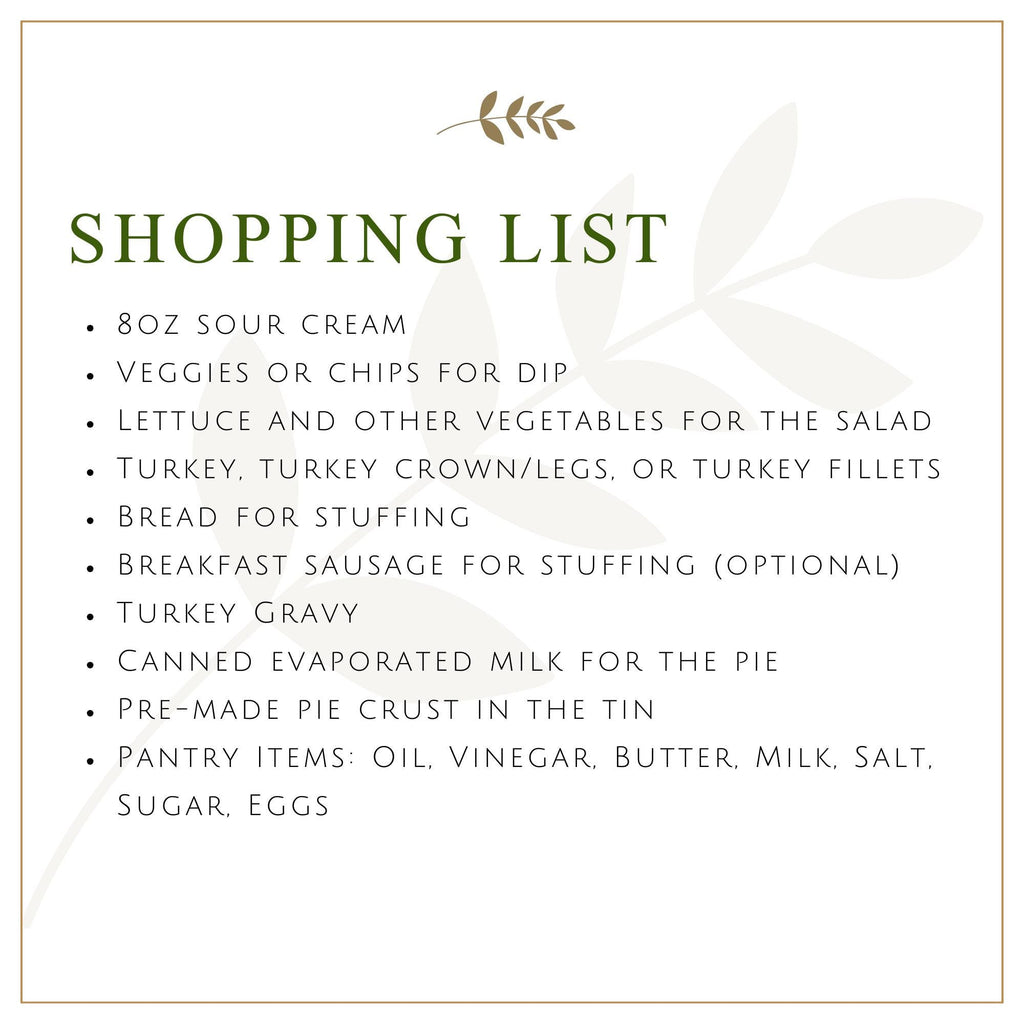 Homemade Easy Thanksgiving Dinner Kit, New Cooks Holiday Meal Kit for Four, Turkey Stuffing Cranberry Mashed Potatoes Italian Dressing Gift