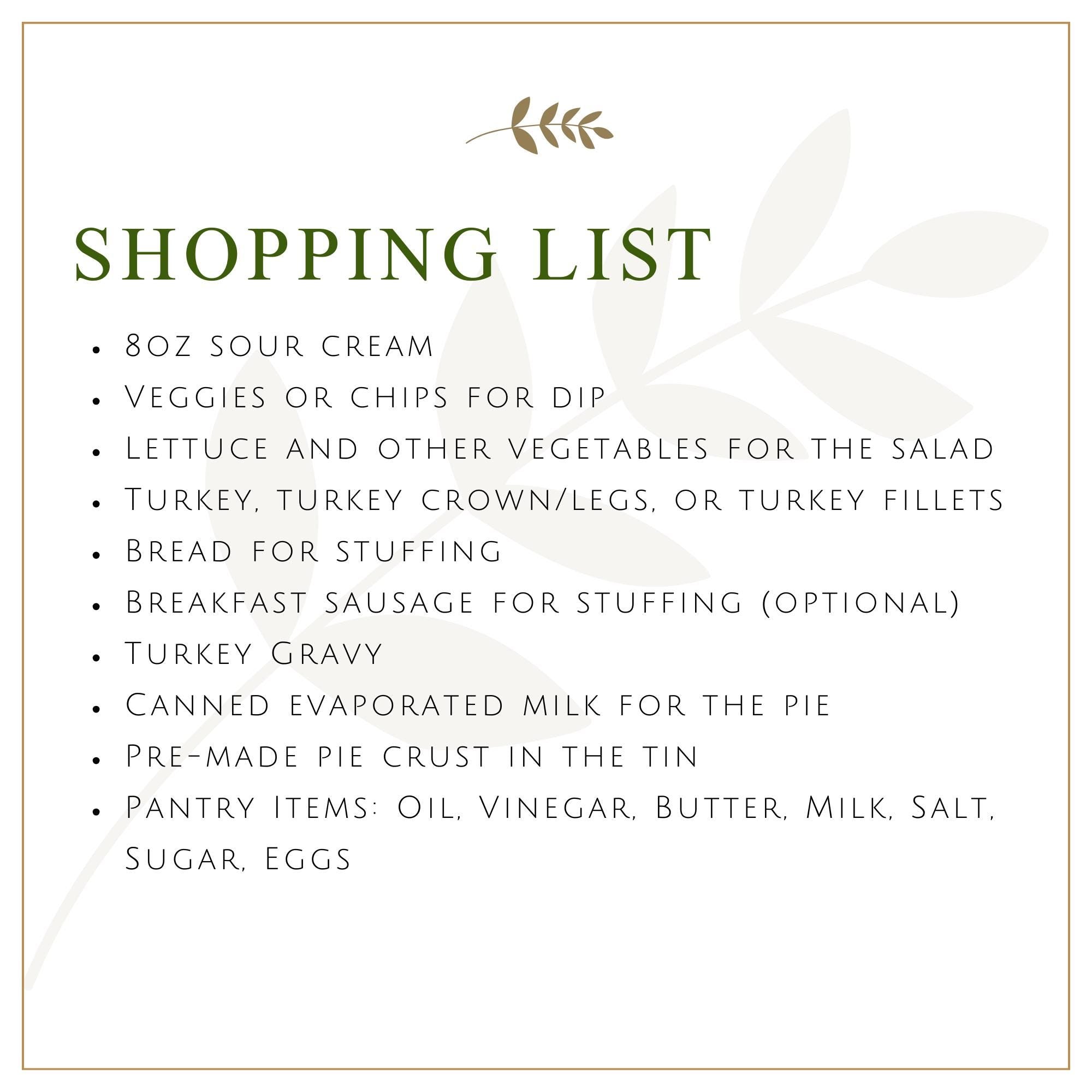 Homemade Easy Thanksgiving Dinner Kit, New Cooks Holiday Meal Kit for Four, Turkey Stuffing Cranberry Mashed Potatoes Italian Dressing Gift
