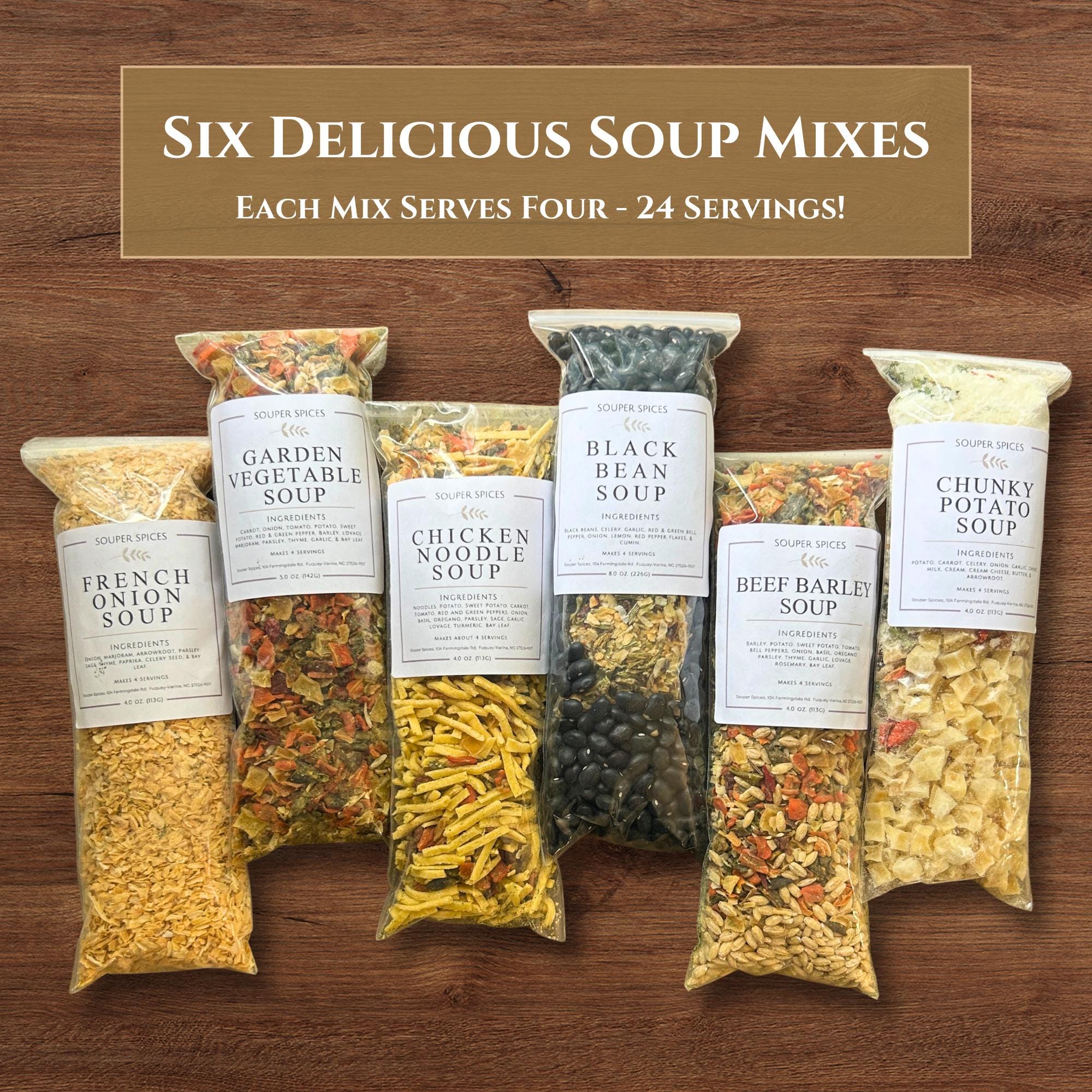 All-Natural Pantry Staple Soup Gift Set (6), Homemade Healthy Easy Meals, Low-Sodium Comfort Food Care Package, Great Gift for Busy Family
