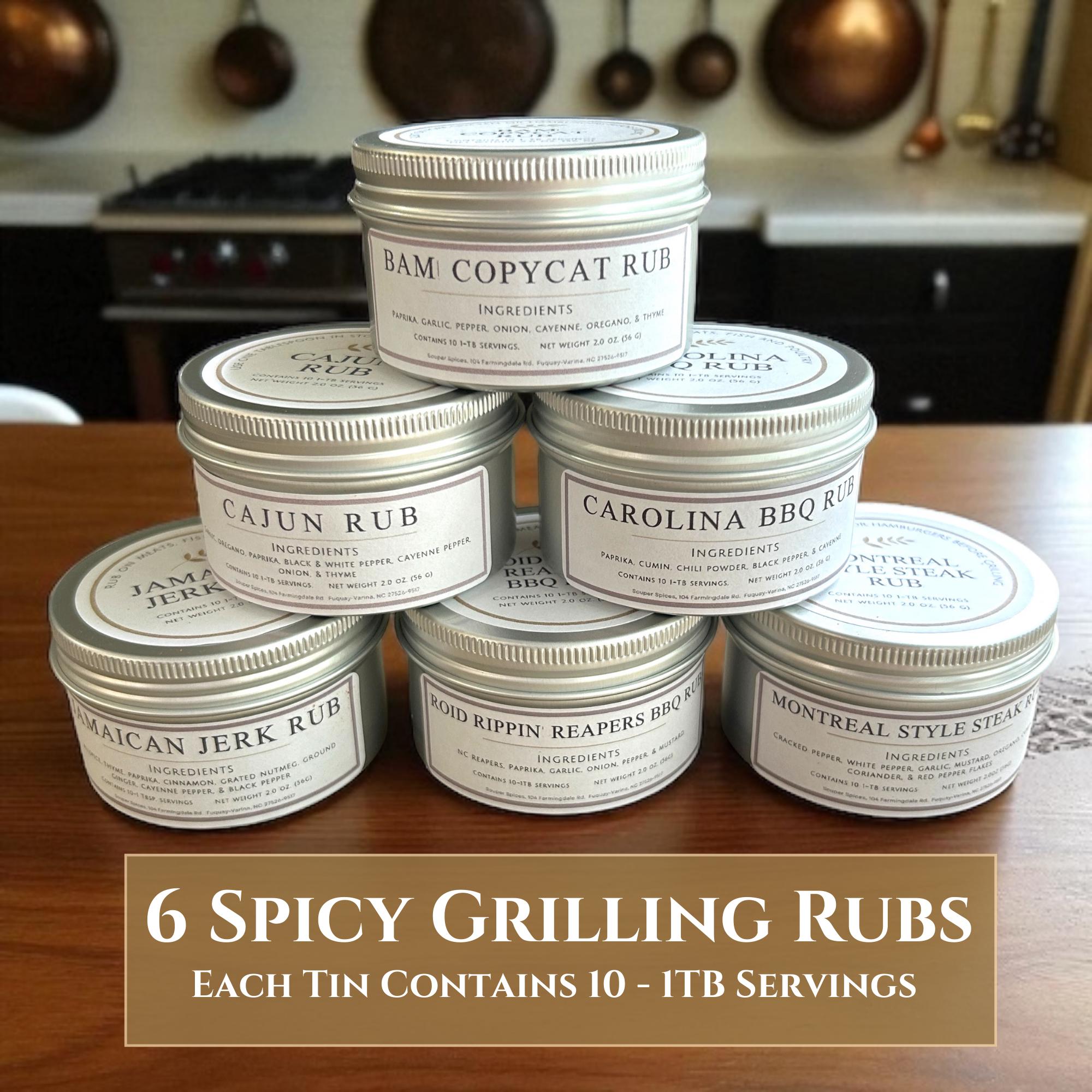 Grill Master Dry Rub Gift Set | 6 Extremely Spicy BBQ Seasonings, Unique Gift for Dad, Men, Brother, Uncle, Gourmet Grilling Pepper Spices