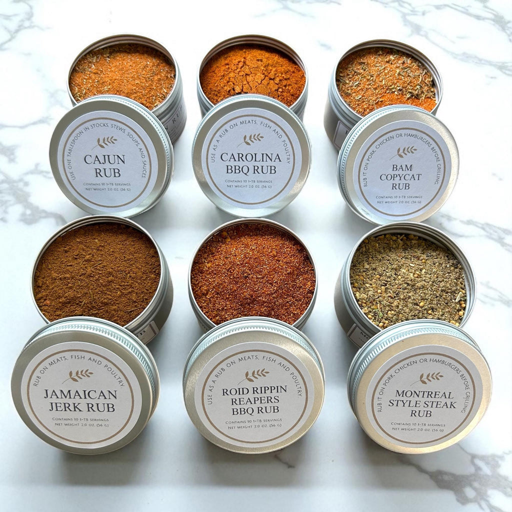 Grill Master Dry Rub Gift Set | 6 Extremely Spicy BBQ Seasonings, Unique Gift for Dad, Men, Brother, Uncle, Gourmet Grilling Pepper Spices