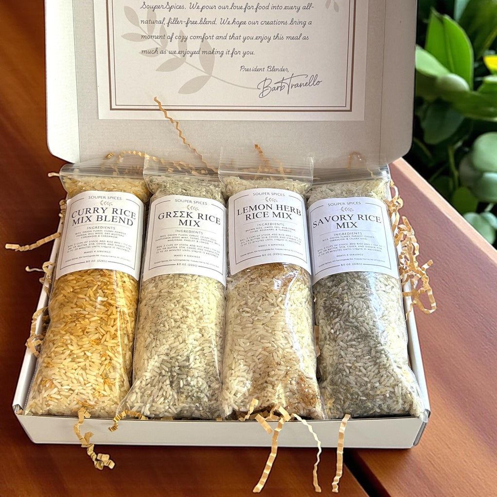 All-Natural Gourmet Rice Gift Set (4), Easy Healthy Gluten-Free Meals, Low-Sodium Vegan Comfort Food Care Package, Thinking Of You, Get Well
