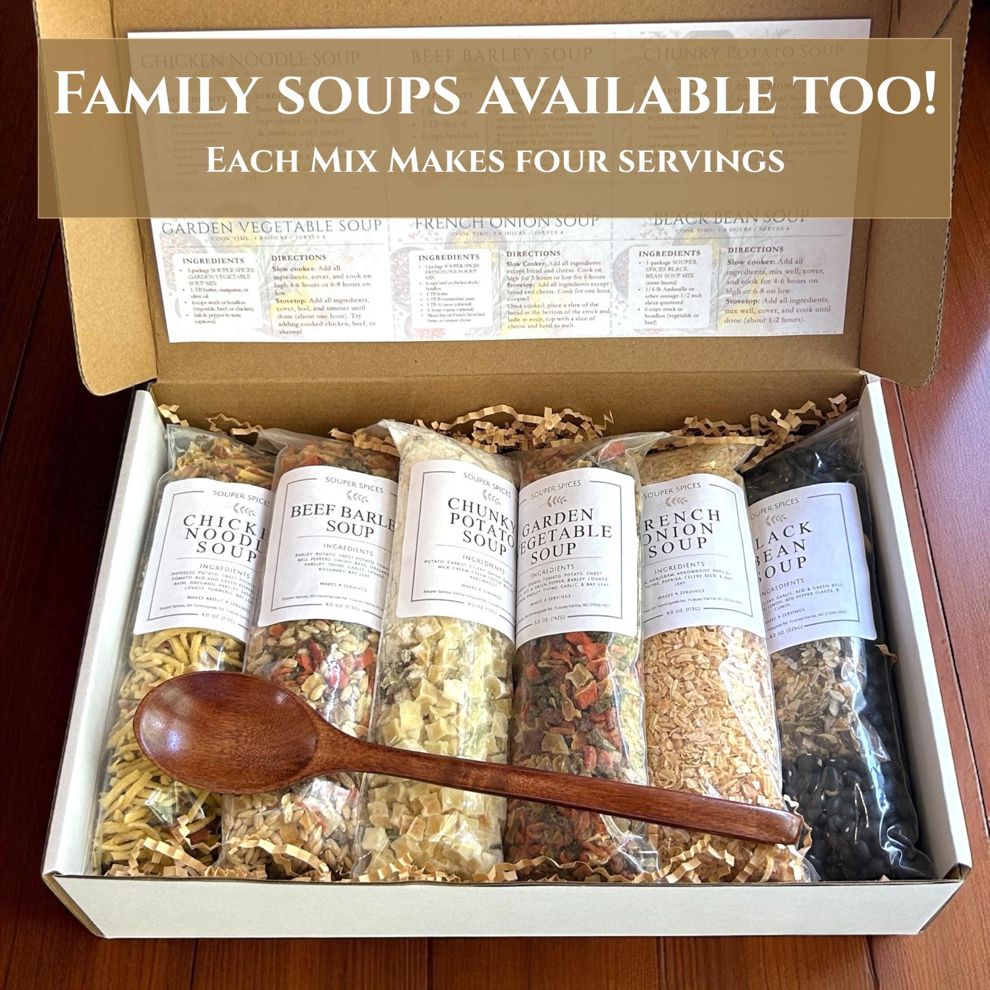 Healthy Quick Easy Pasta Soup Mix, Single Serving Gourmet Gift Box, Meals for Seniors College Students, Singles Nutritious Stocking Stuffers