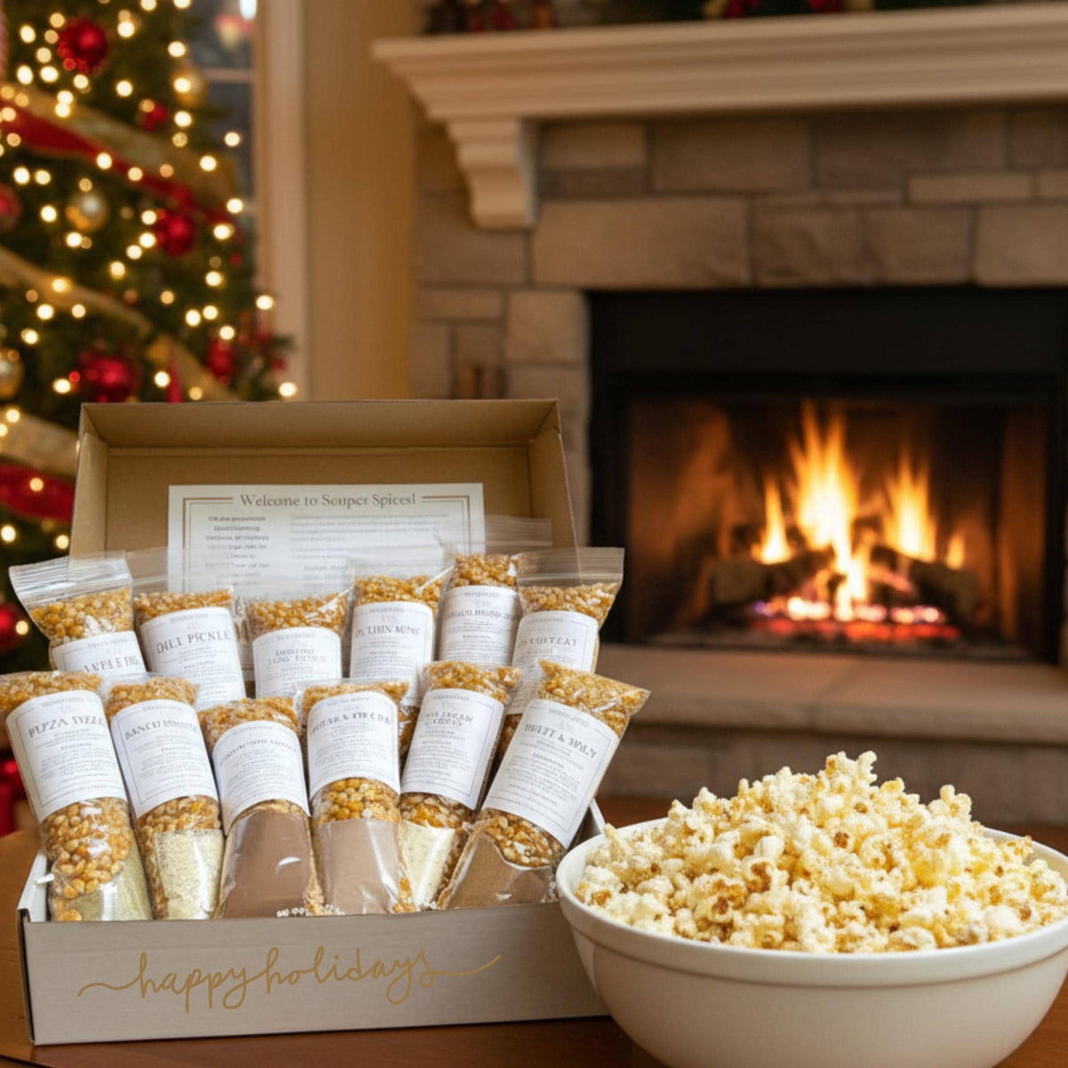 Family Popcorn Gift Set | 12 Unique Flavors for Movie Night, Perfect Foodie Present, Christmas Gift for Families, Stocking Stuffers Present