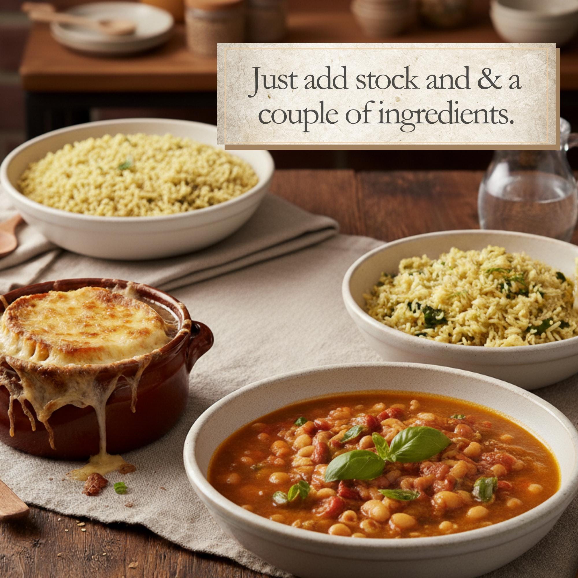 International Food Box | Set of Four Mixes, Gourmet Gift Basket, One-Pot Meal, Beans, Rice, Low Sodium, Crockpot, Easy Dinner