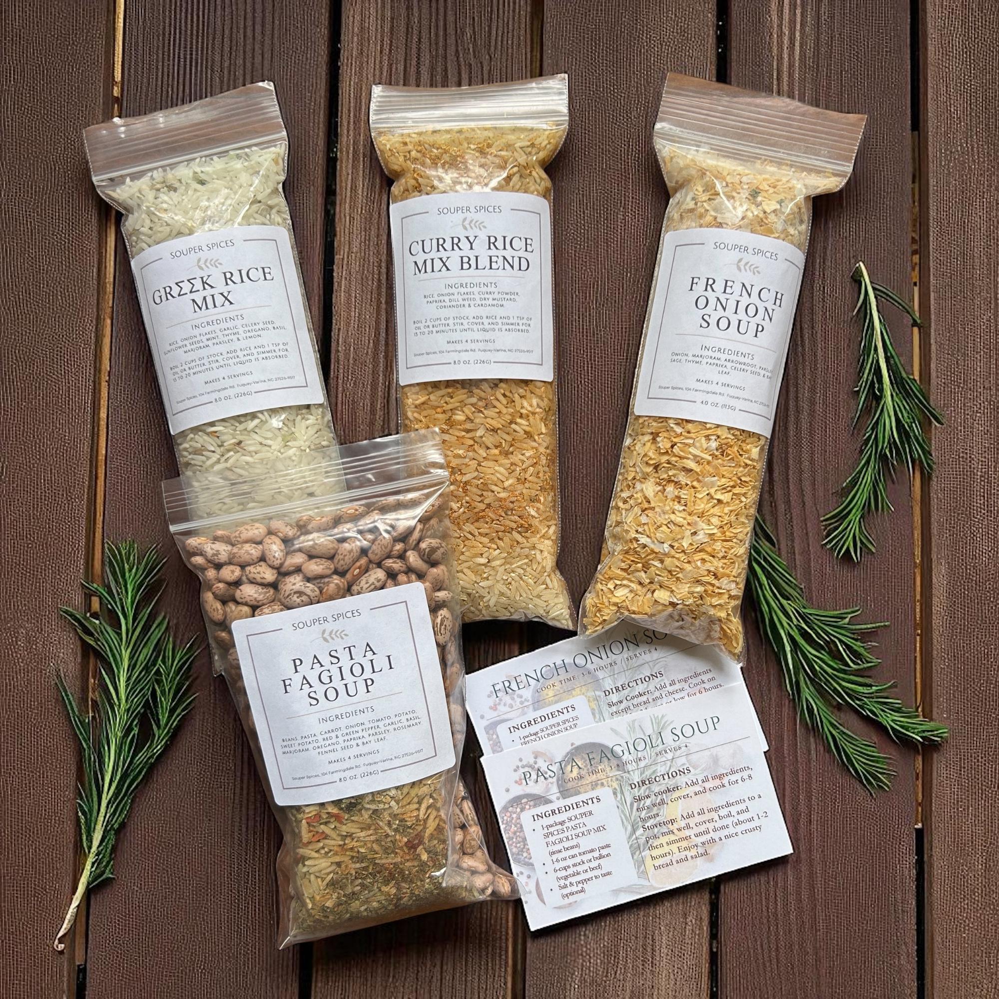 International Food Box | Set of Four Mixes, Gourmet Gift Basket, One-Pot Meal, Beans, Rice, Low Sodium, Crockpot, Easy Dinner