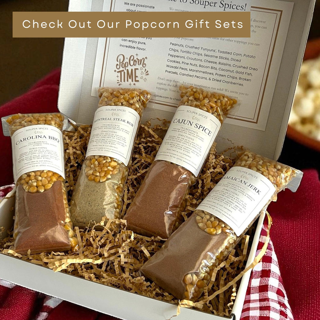 Popcorn & Seasoning Gift, 35+ Flavor Varieties, Unique Christmas Holiday Present, Movie Night Foodie Gift, Stocking Stuffer for Families