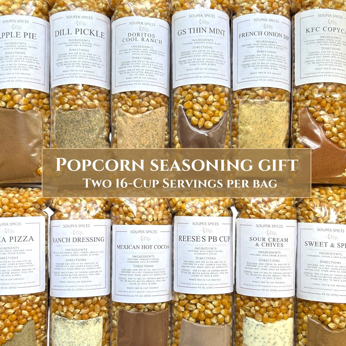 Family Popcorn Gift Set | 12 Unique Flavors for Movie Night, Perfect Foodie Present, Christmas Gift for Families, Stocking Stuffers Present