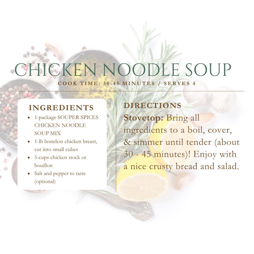 Homemade Soup & Salad Gift Box, 4 Mixes, Chicken Noodle, Garden Vegetable Soup, Easy Meal Prep Kit, Italian Ranch Dressing Comfort Food Gift