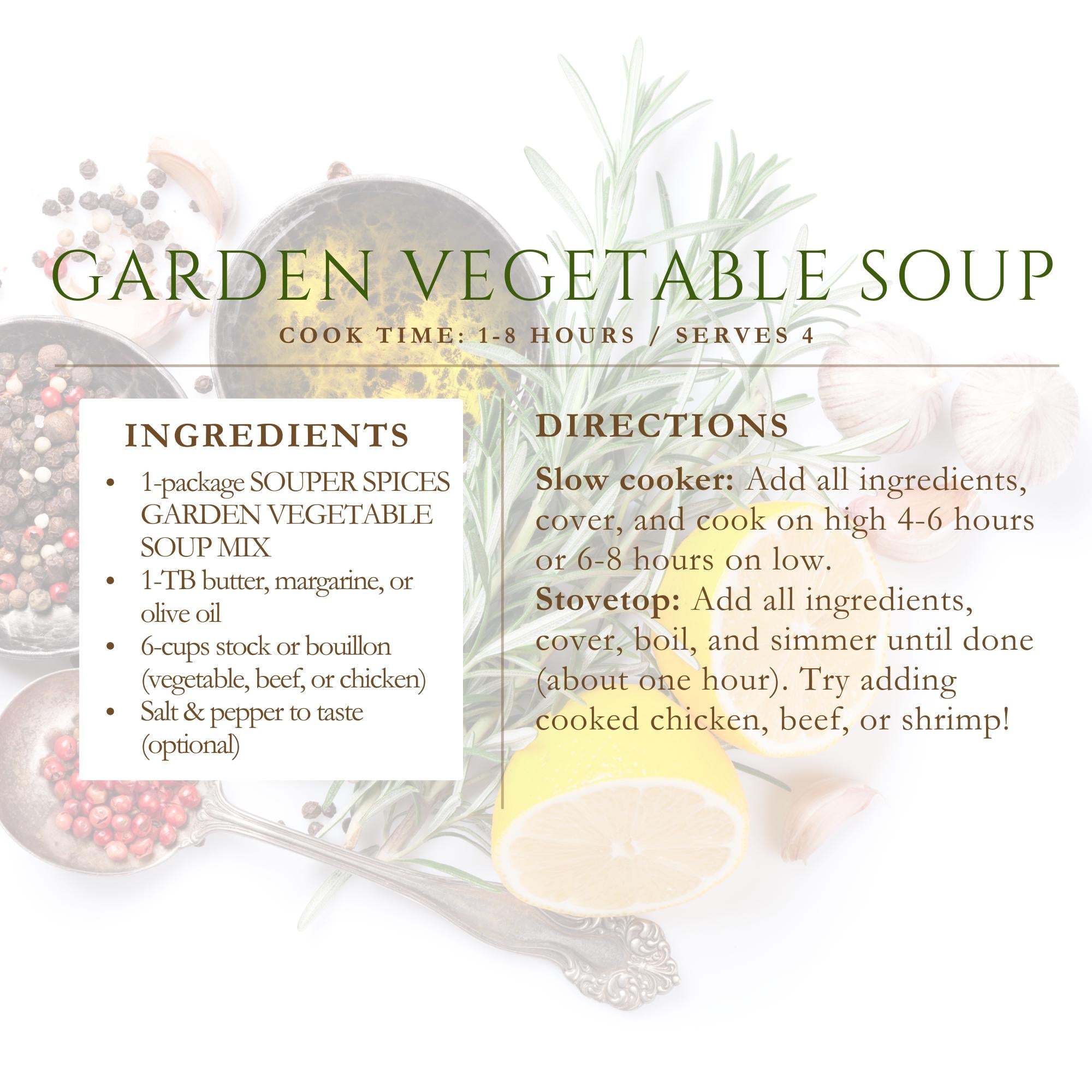 Homemade Soup & Salad Gift Box, 4 Mixes, Chicken Noodle, Garden Vegetable Soup, Easy Meal Prep Kit, Italian Ranch Dressing Comfort Food Gift