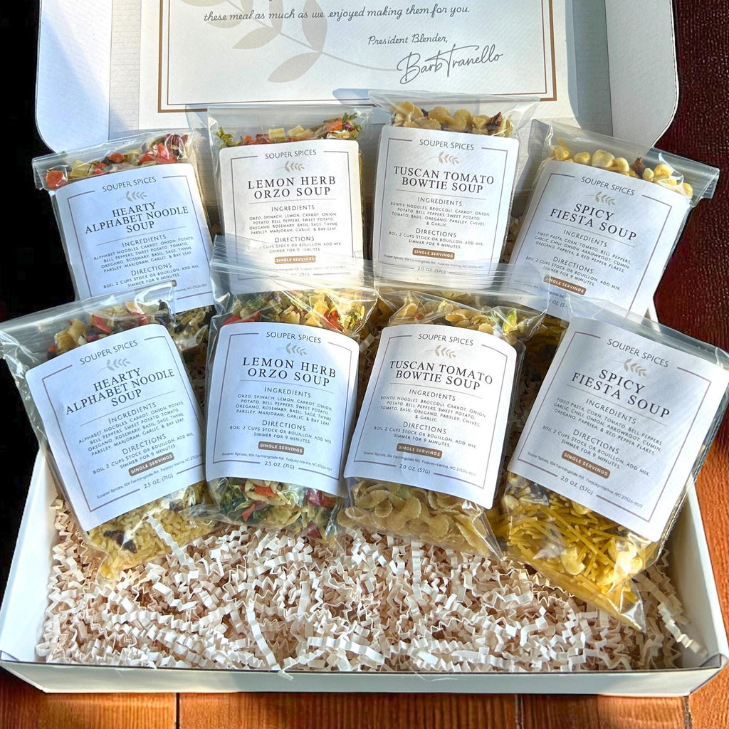 Easy Pasta Soup Mix - 8 Single Serving Healthy Quick Meals for Kids, Teens & College Students, Gift Box For Single People, Stocking Stuffers