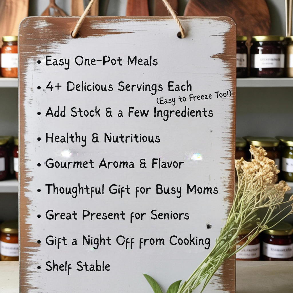 All-Natural Pantry Staple Crockpot Gift Set (6), Homemade Healthy Easy Meals, Low-Sodium Comfort Food Care Package, Gift for Busy Family