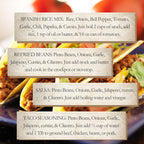 Homemade Taco Tuesday Dinner Kit, Mexican Meal Gift Set, Spanish Rice Mix, Refried Beans, Taco Seasoning, Salsa, Culinary Gift