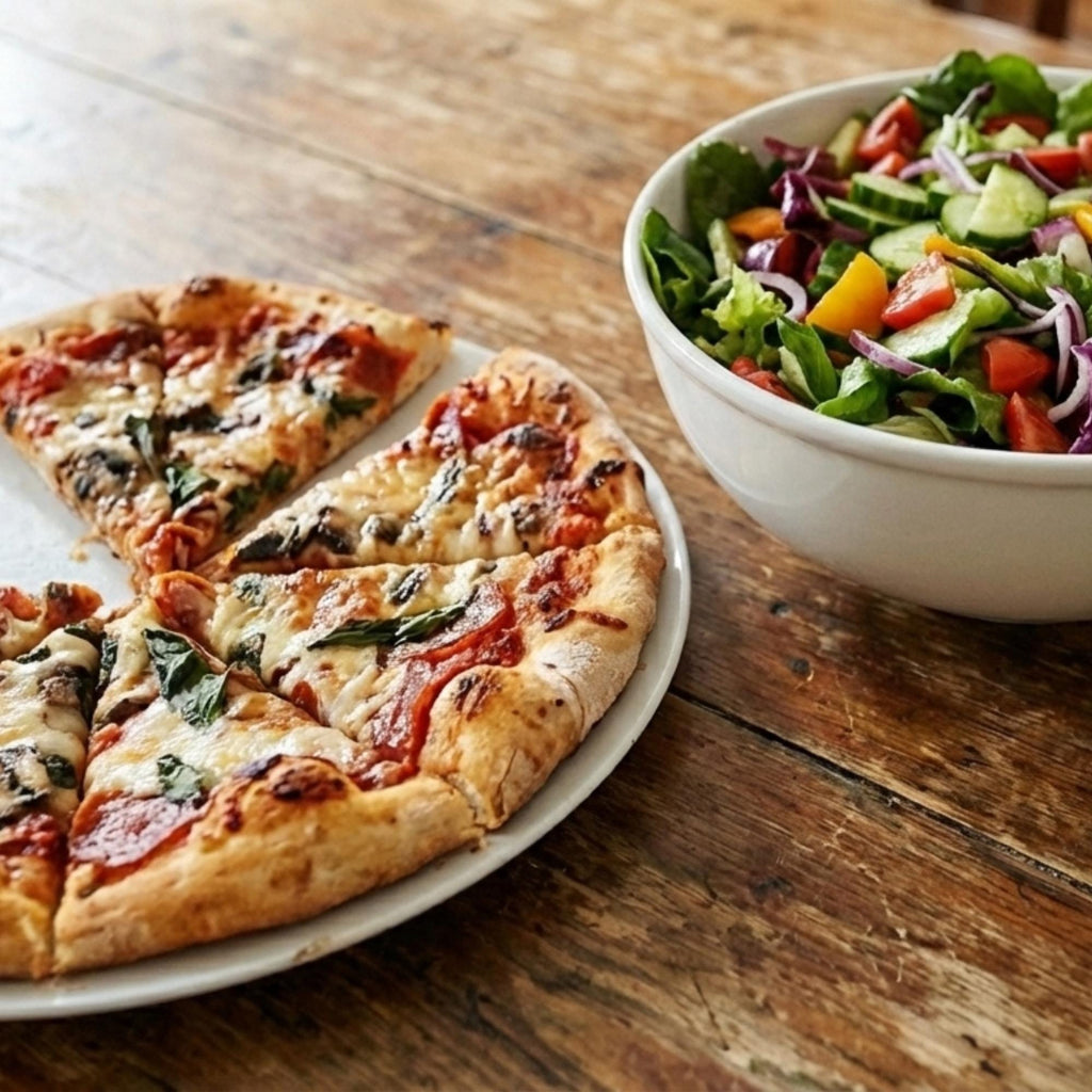 Date Night Experience Pizza & Salad Meal Kit for 2, Homemade Pizza Sauce Dough Mix Gourmet Food Gift, Italian Dressing Pizza Making Kit