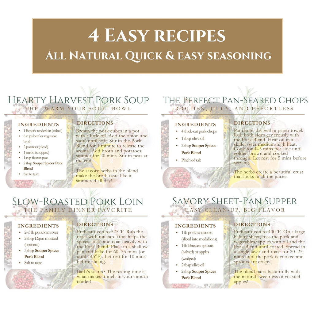 Gourmet Pork Rub Seasoning Gift Box | Salt Free Heart Healthy BBQ Dry Rub, Grilling Seasoning with Spoon, Gift for Men Dad