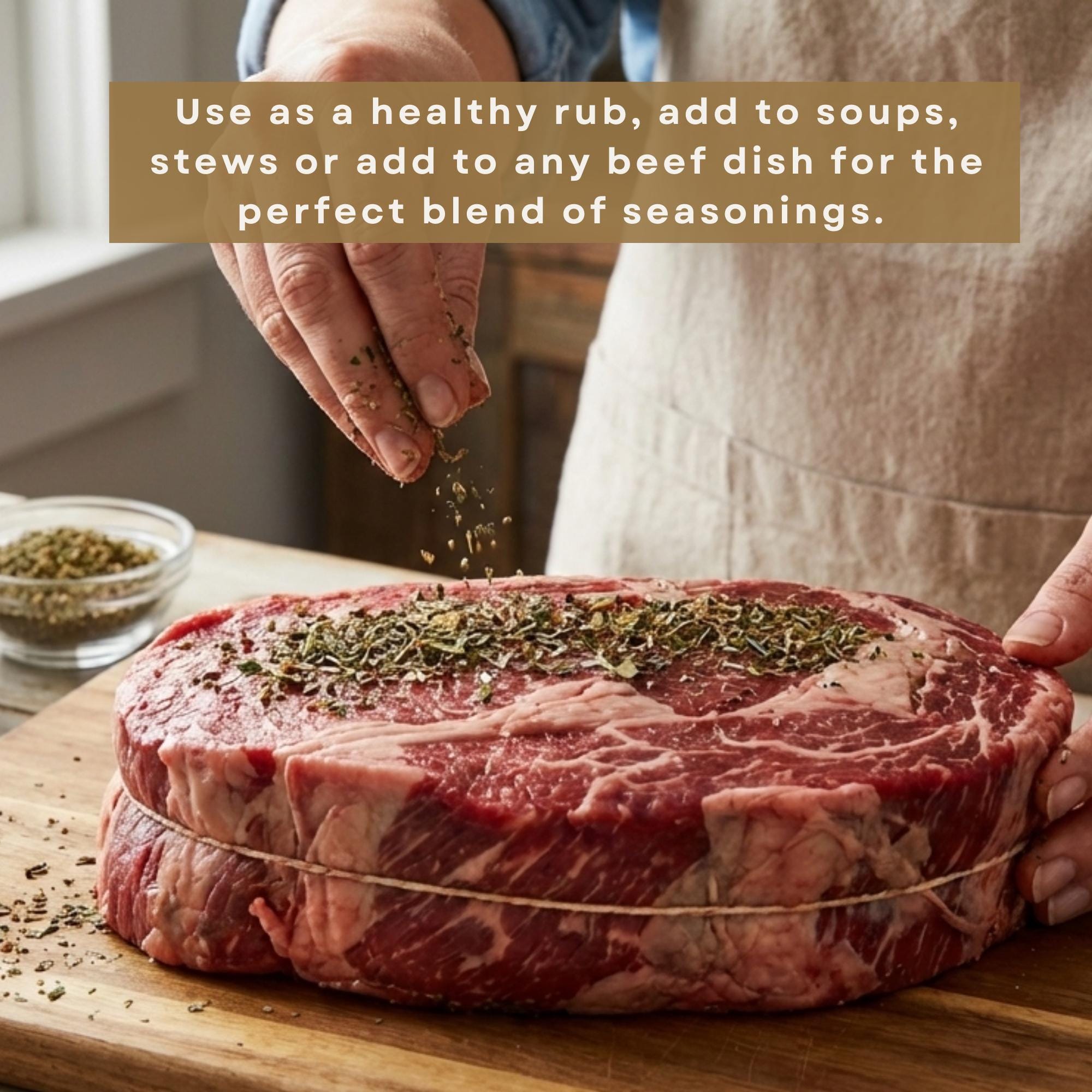 Gourmet Beef Seasoning Blend Gift Set | Gluten-Free, Low Sodium, Herb Rub, Recipe Cards & Spoon