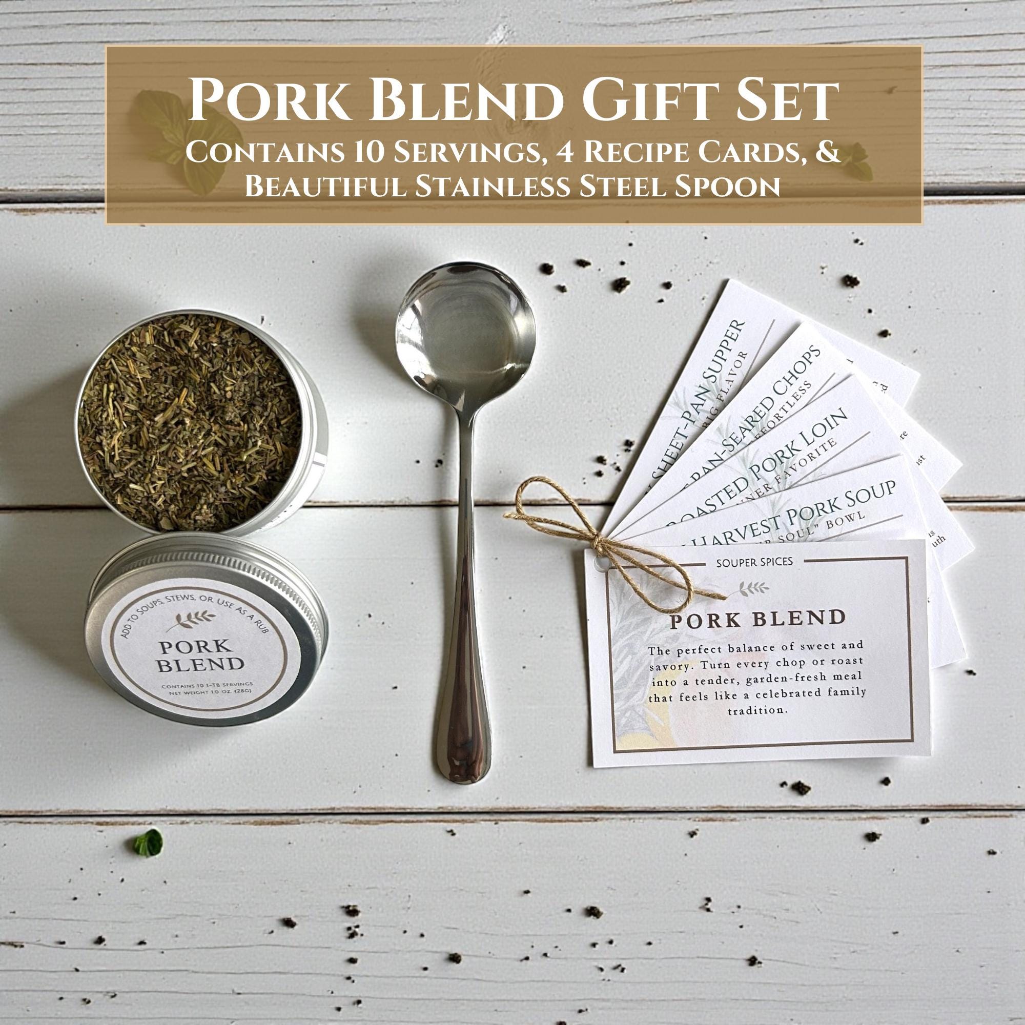 Gourmet Pork Rub Seasoning Gift Box | Salt Free Heart Healthy BBQ Dry Rub, Grilling Seasoning with Spoon, Gift for Men Dad