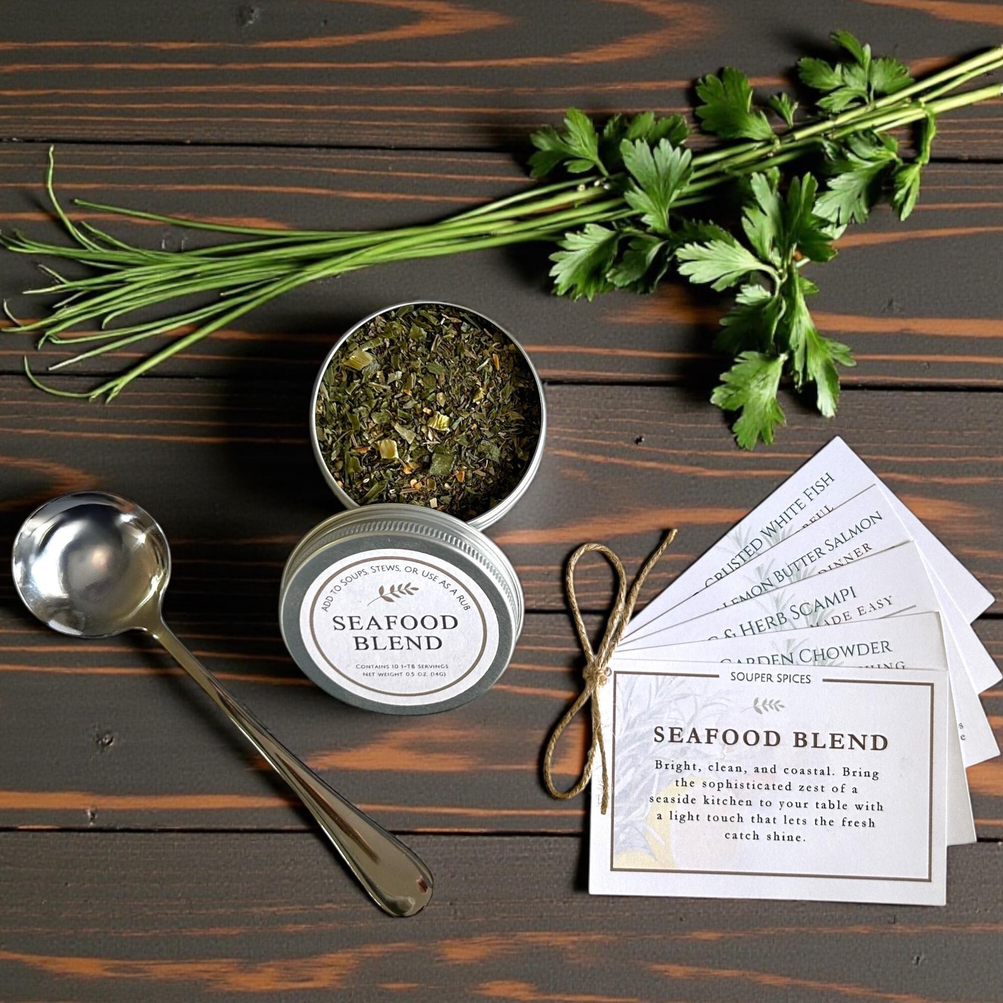 Gourmet Seafood Herb Blend Gift Set | Salt-Free Lemon, Dill, Basil Seasoning For Fish & Shrimp - Great Gift for Busy People