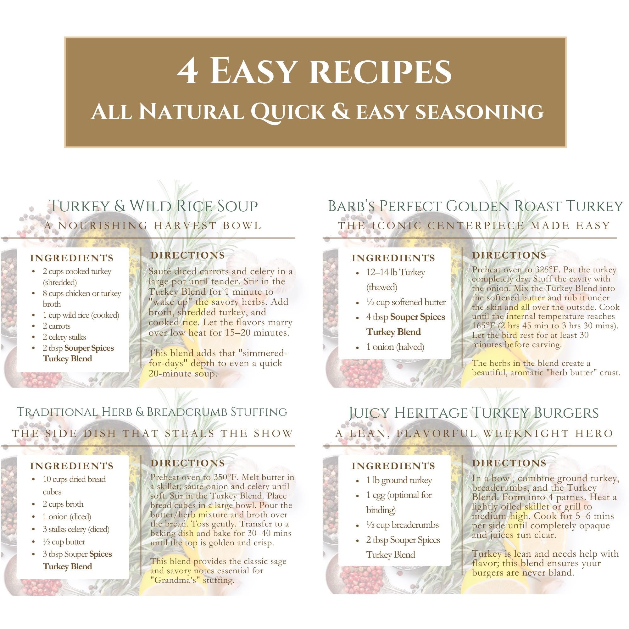 Gourmet Turkey Seasoning for Burgers & Meatballs – Savory Herb Blend for Lean Meat Grilling – Healthy Meal Prep Gift