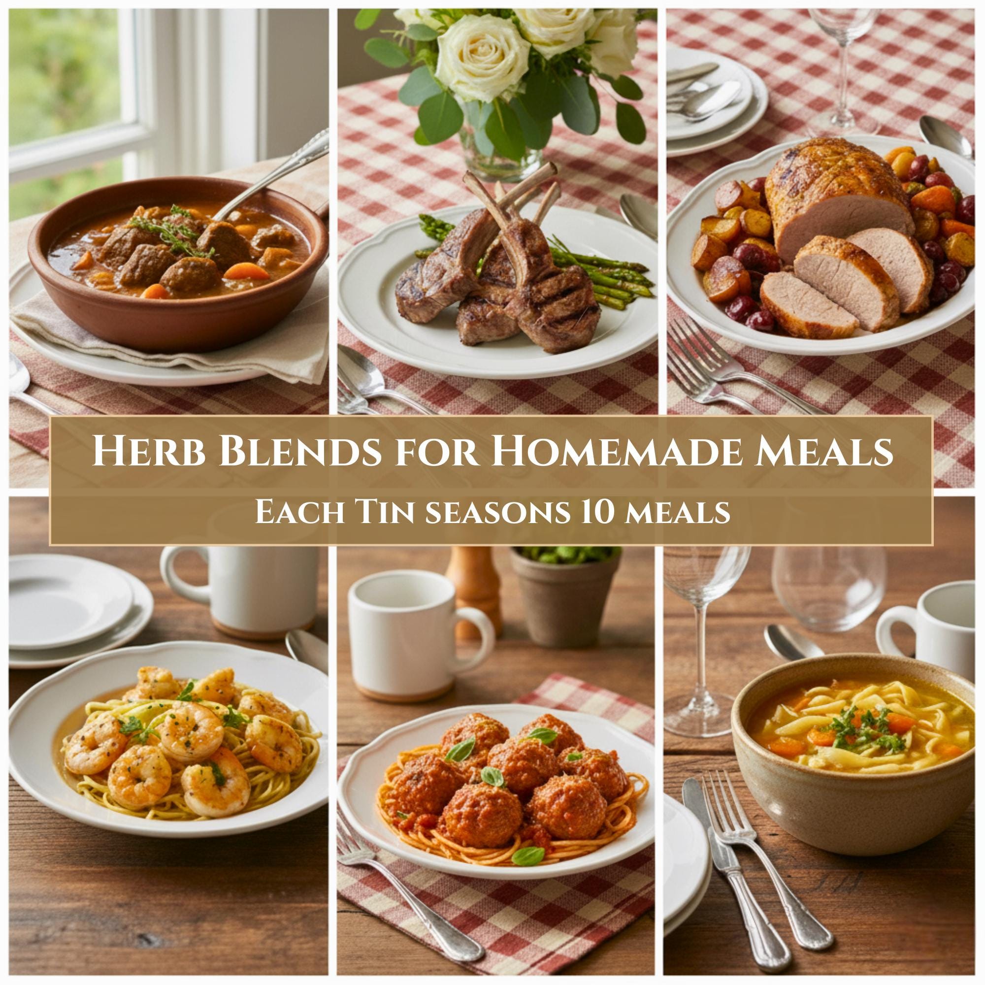 Herb Blends for Homemade Meals Gift Set of 6, Unique Small-Batch Spice Mixes for Homemade Meals, Healthy Easy Seasoning Starter Kit, No Salt
