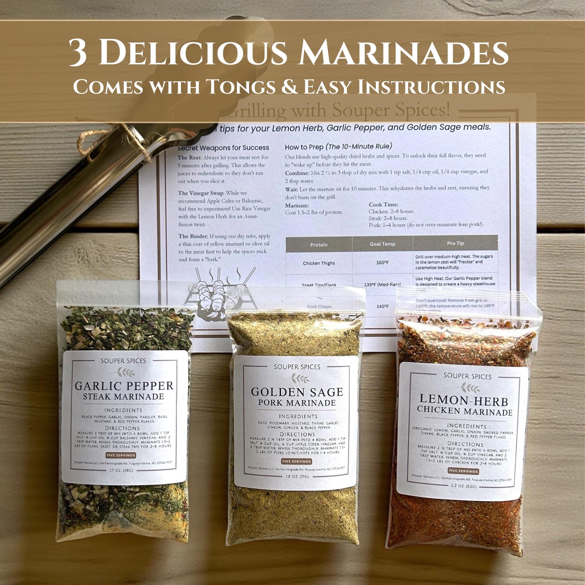 Gourmet All Natural Marinade Gift Set for Men, Dads Birthday, Fathers Day, Grilling Enthusiasts